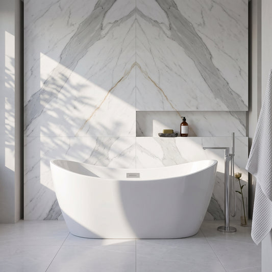 Rivato Assisi 1700mm x 800mm x 720mm Gloss White Freestanding Shower Bath