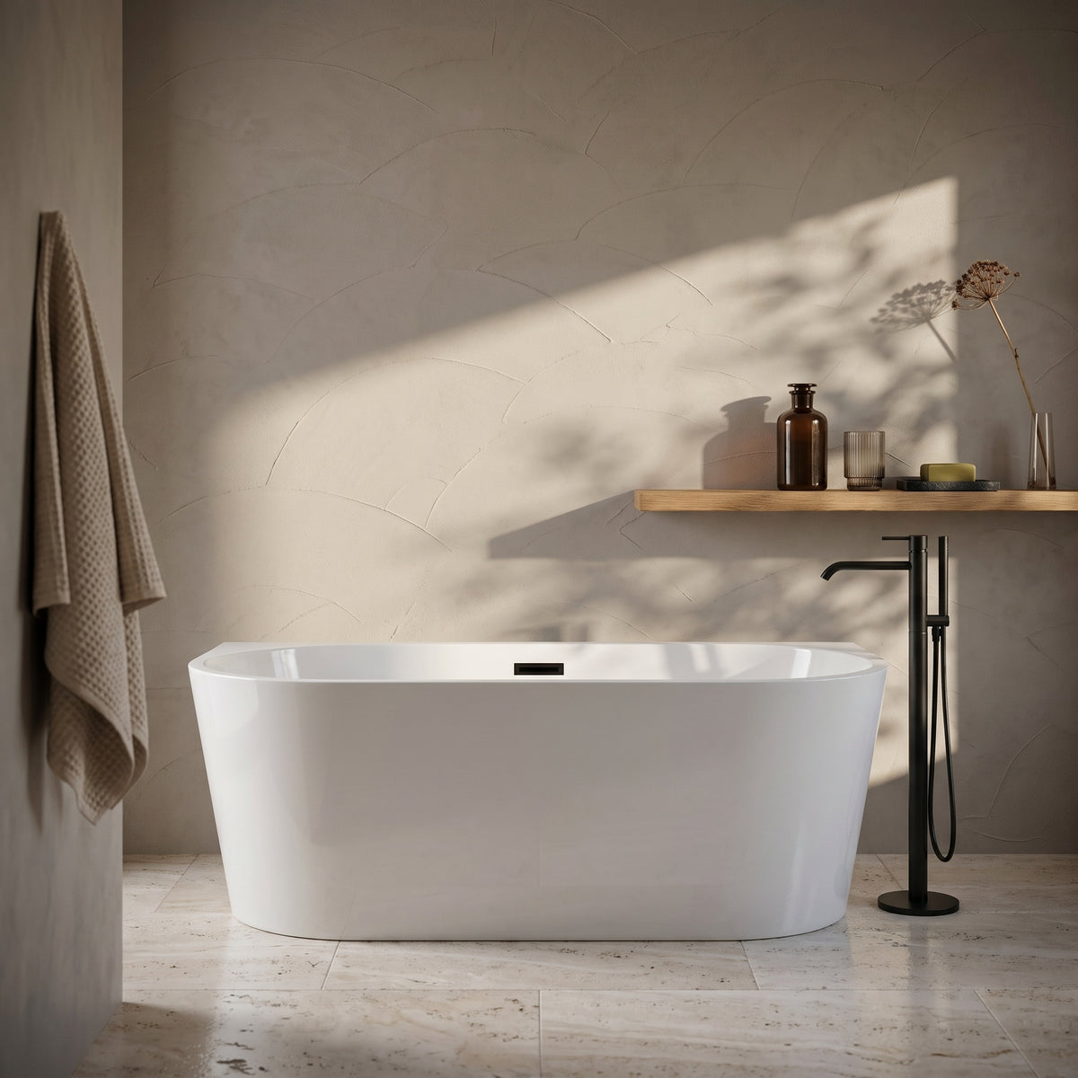 Rivato Como 1700 x 800 x 580mm Gloss White Freestanding Shower Bath