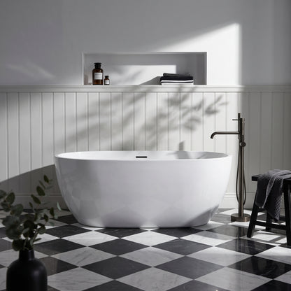 Rivato Palermo 1500mm x 800mm x 580mm Gloss White Freestanding Shower Bath