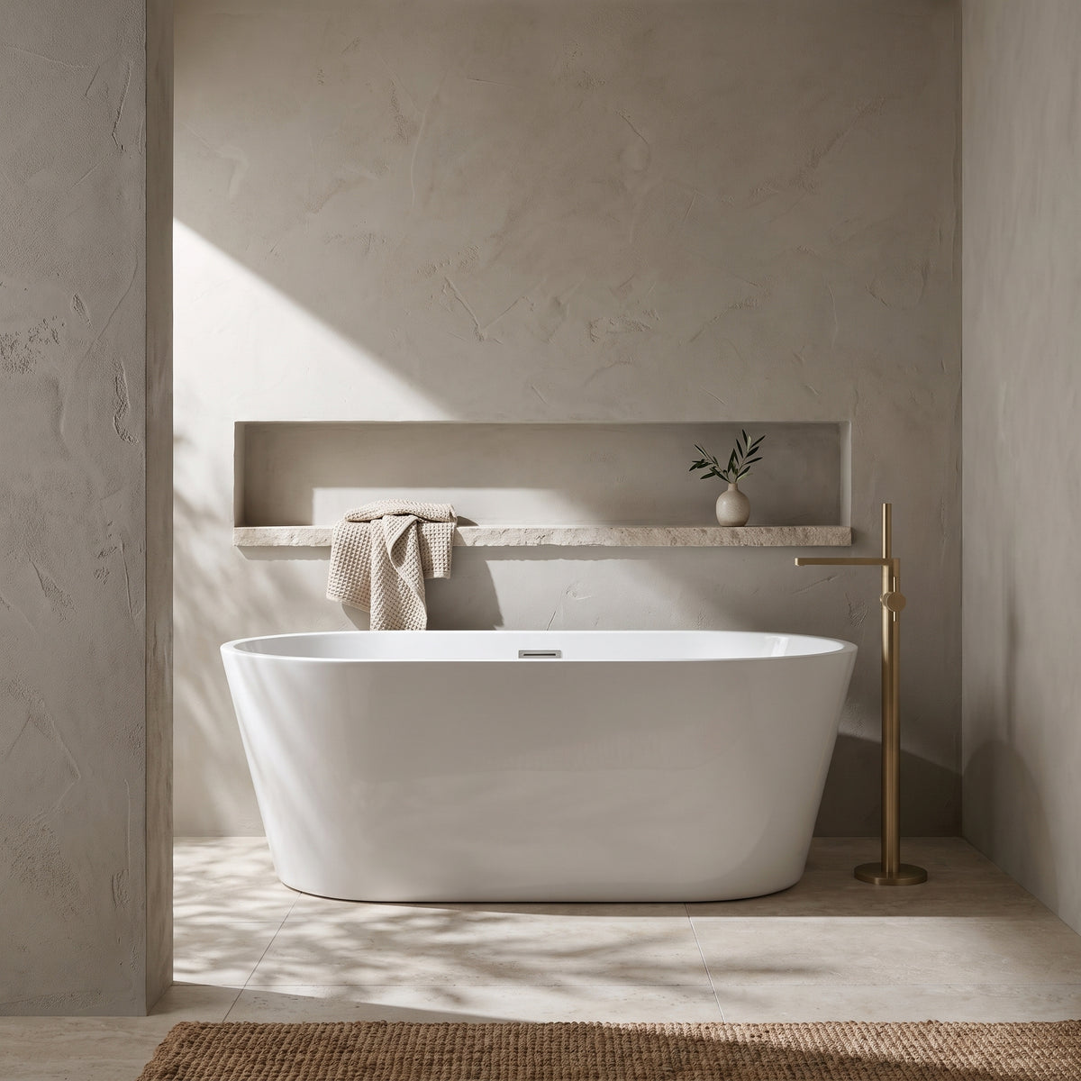 Rivato Modena 1600 x 750 x 580mm Gloss White Freestanding Shower Bath