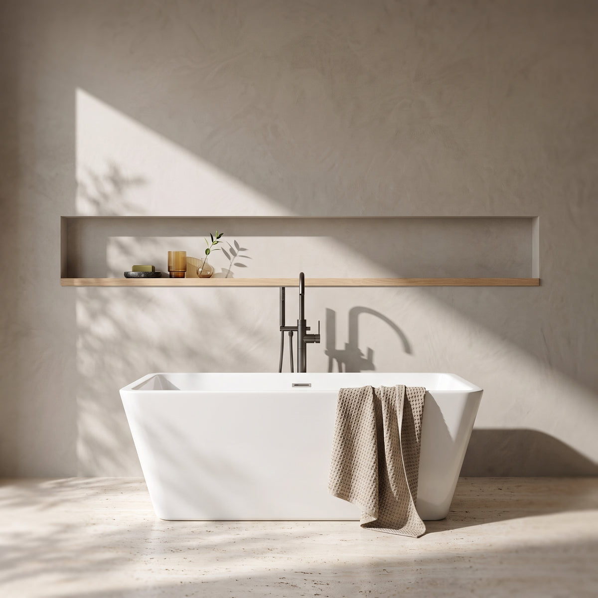 Rivato Turin 1500mm x 750mm x 580mm Gloss White Freestanding Shower Bath