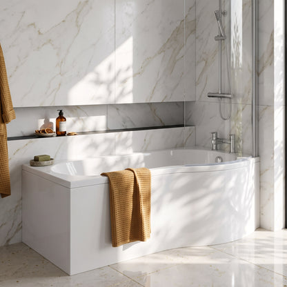 Fairford 1700 x 850 LH P Shape Bath with Screen and Panel