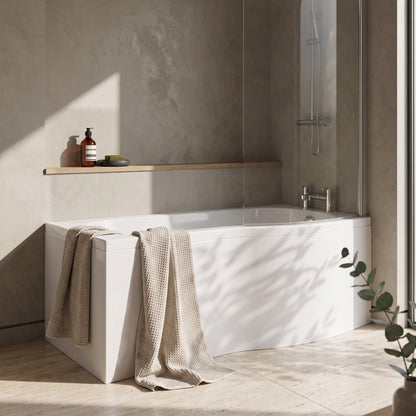 Fairford 1700 x 850 LH B Shape Bath with Screen and Panel