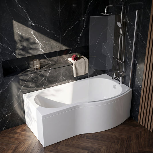 Fairford 1500 x 850 RH B Shape Bath with Screen and Panel