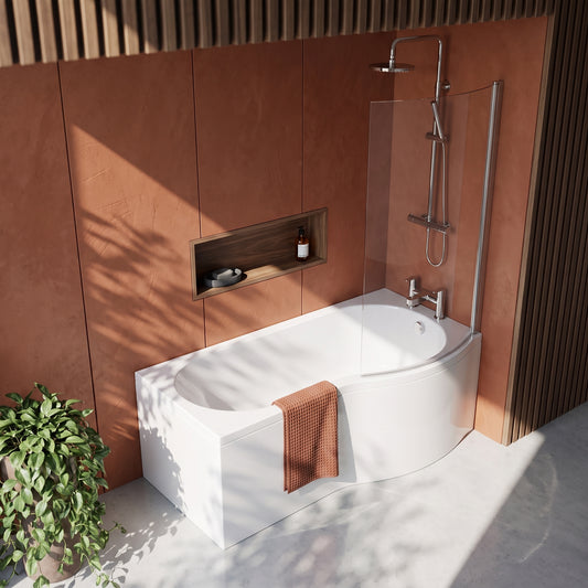 Fairford 1700 x 850 LH B Shape Bath with Screen and Panel