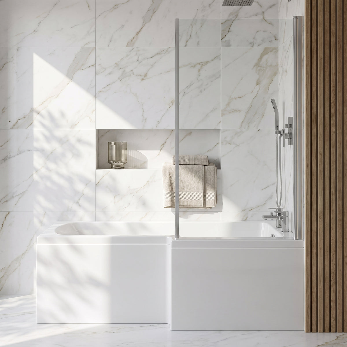 Fairford 1700 x 850mm RH L Shape Bath with Screen and Panel