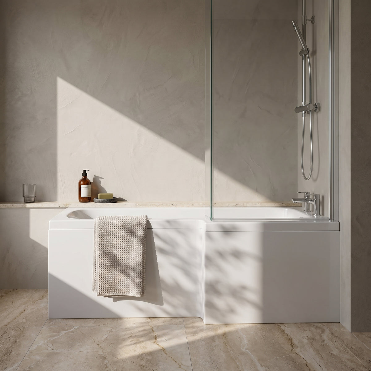 Fairford 1700 x 850mm RH L Shape Bath with Screen and Panel