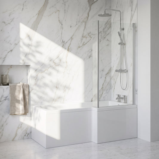 Fairford 1700 x 850mm RH L Shape Bath with Screen and Panel