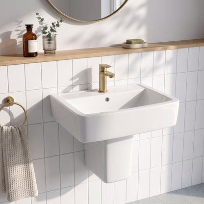 Fairford Mellow 520mm 1TH Basin and Semi-Pedestal