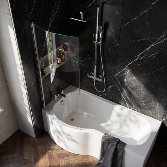 Fairford 6mm P Shaped Shower Bath Screen