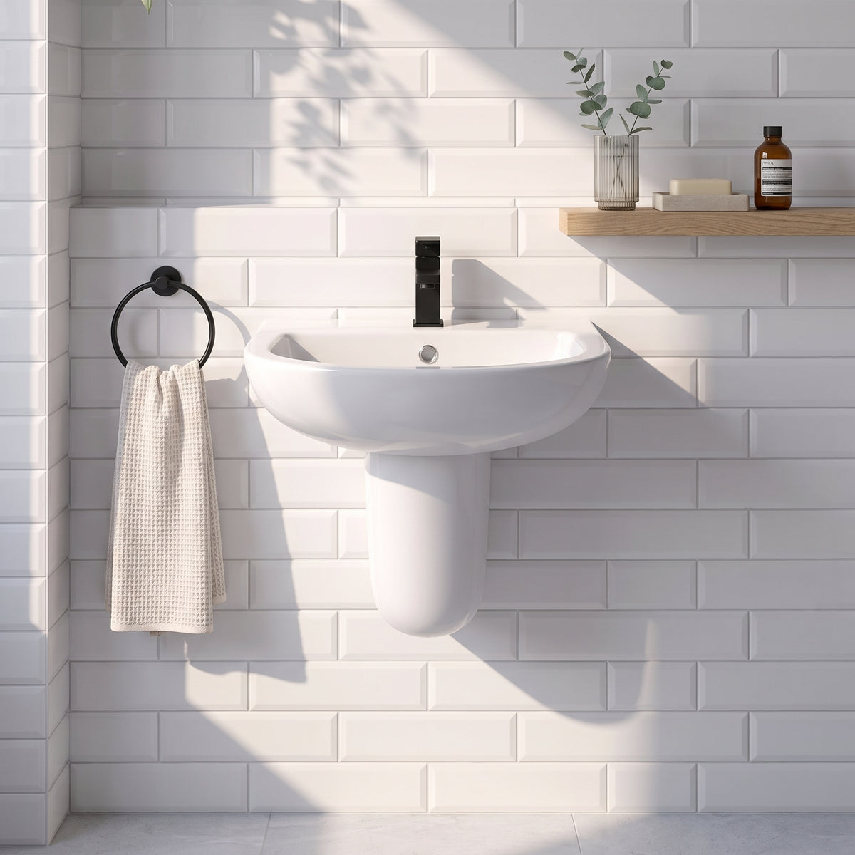 Fairford Roda 450mm 1 Tap Hole Basin with Semi Pedestal