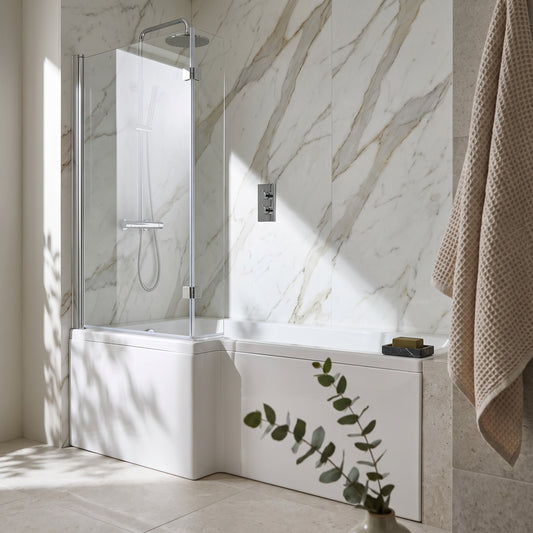 Fairford Chrome L Shape Bath Screen