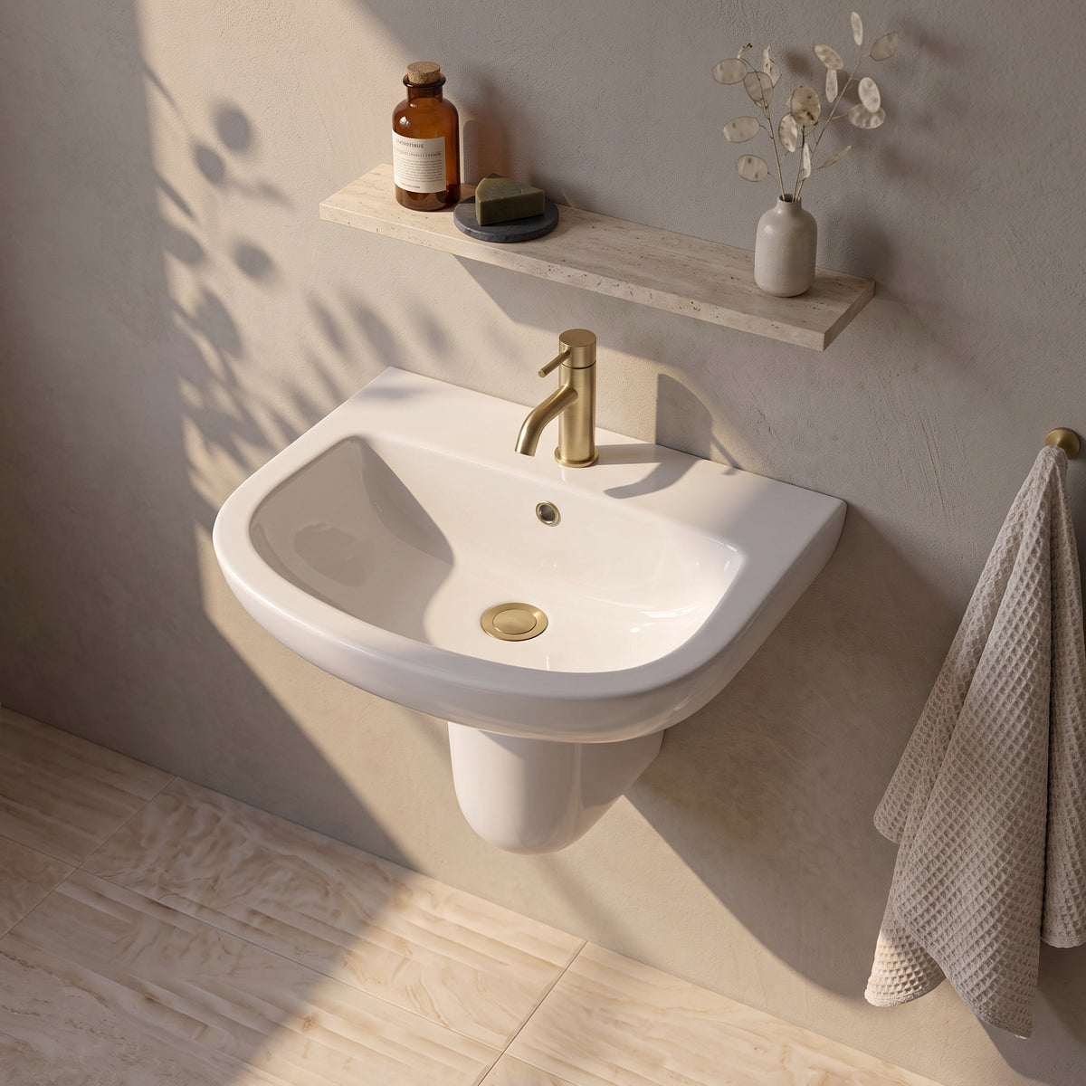 Fairford Roda 500mm 1 Tap Hole Basin with Semi Pedestal