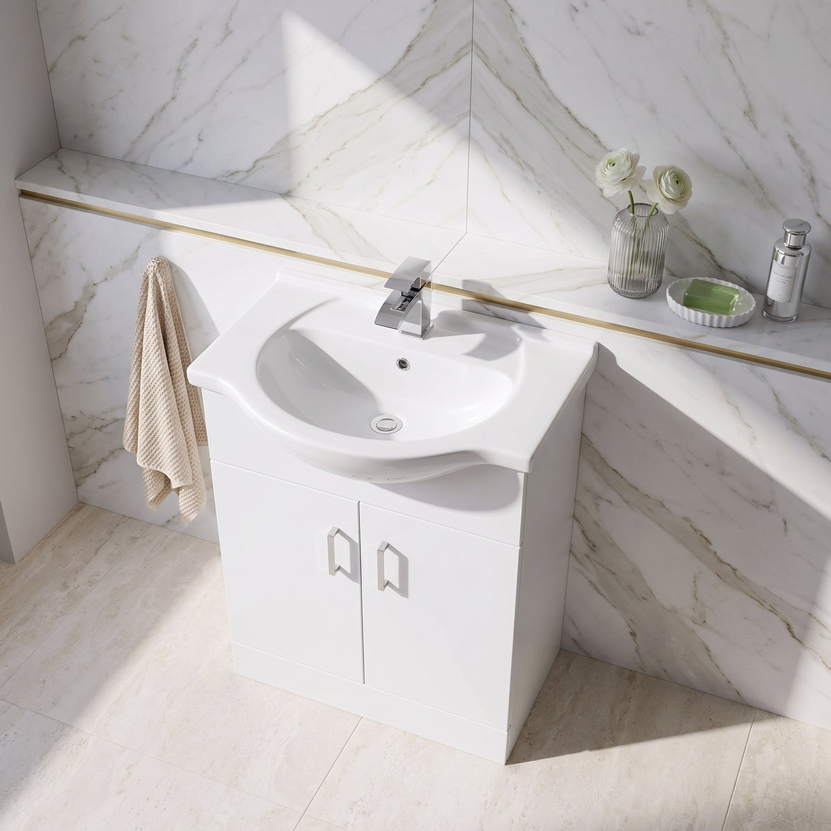 Fairford Opto 650mm Gloss White Vanity Unit