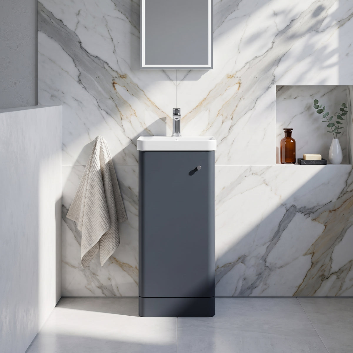 Fairford Crayo 400mm Soft Black Floor Standing Vanity Unit