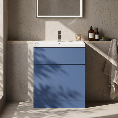 Fairford Finesse 800mm Satin Blue Floor Standing Vanity Unit, with Top Drawer