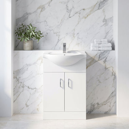 Fairford Opto 550mm Gloss White Vanity Unit — Bright White Marble lifestyle