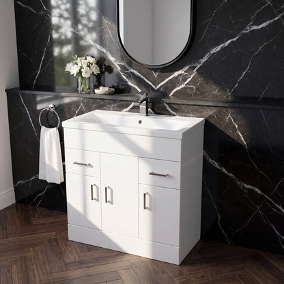 Fairford Kingsly Gloss White 800mm Floor Standing Vanity Unit