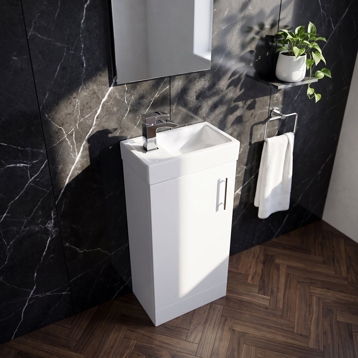 Fairford Minimalist 400mm Gloss White Floorstanding Vanity Unit
