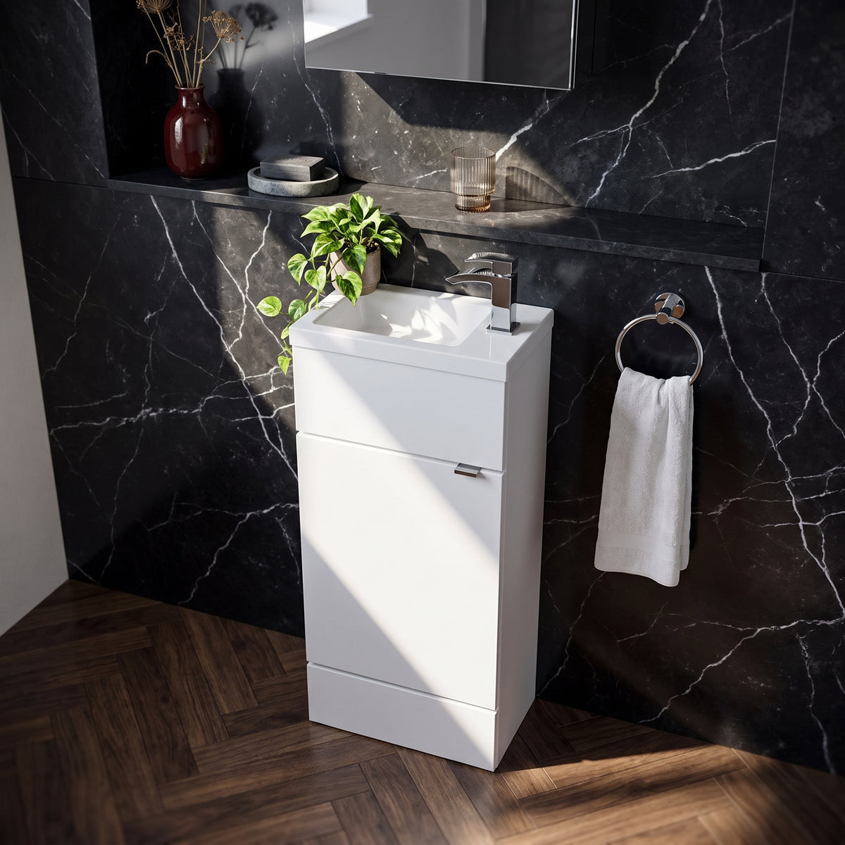 Fairford Union 400mm Slimline Gloss White Vanity Unit