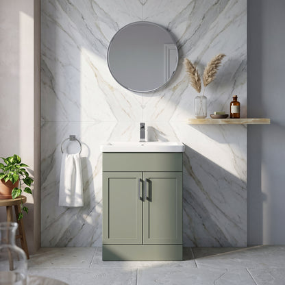 Fairford Union Style Shaker Matt Lux Green 600mm Full Depth Vanity Unit
