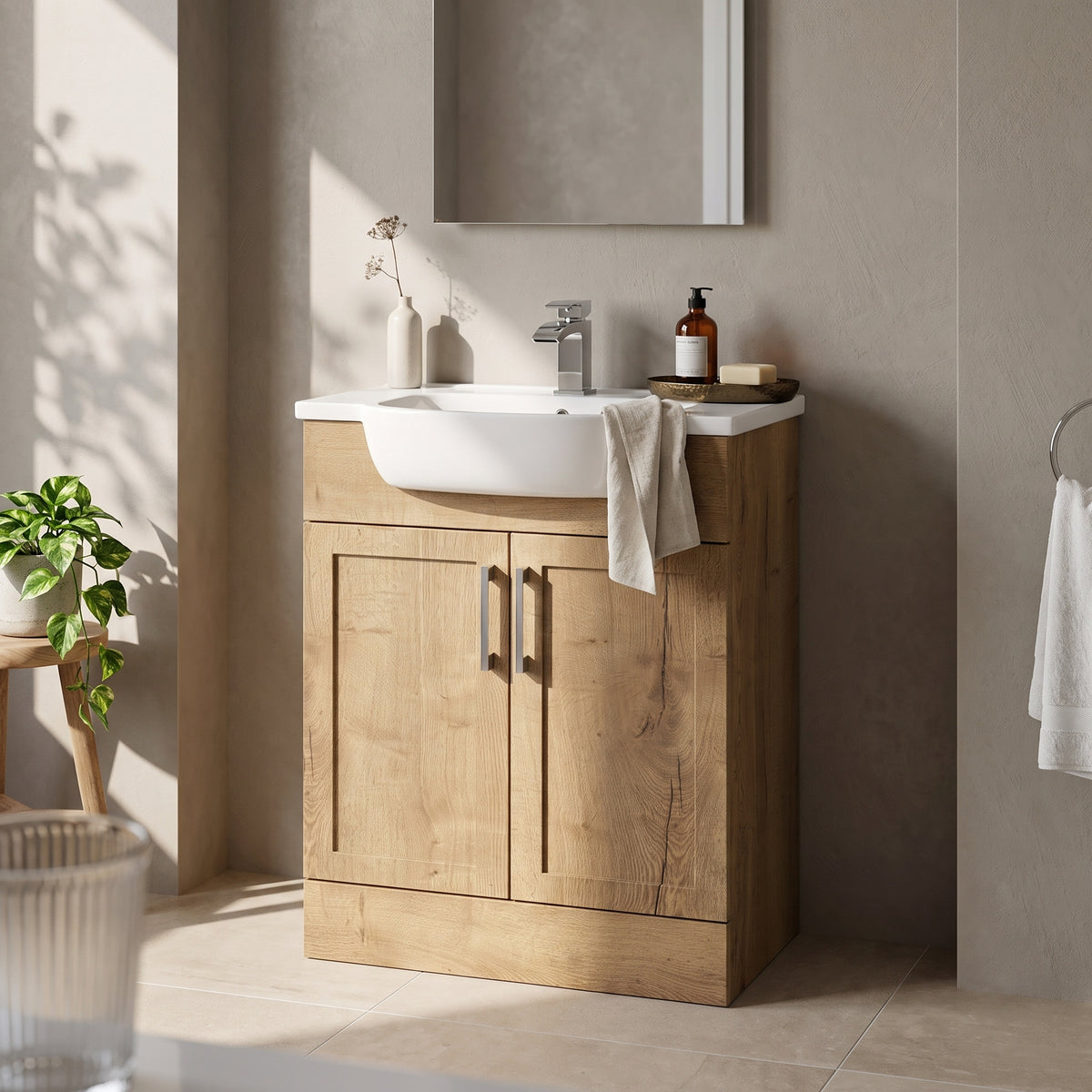 Fairford Union Style Shaker Dark Oak 600mm Full Depth Vanity Unit