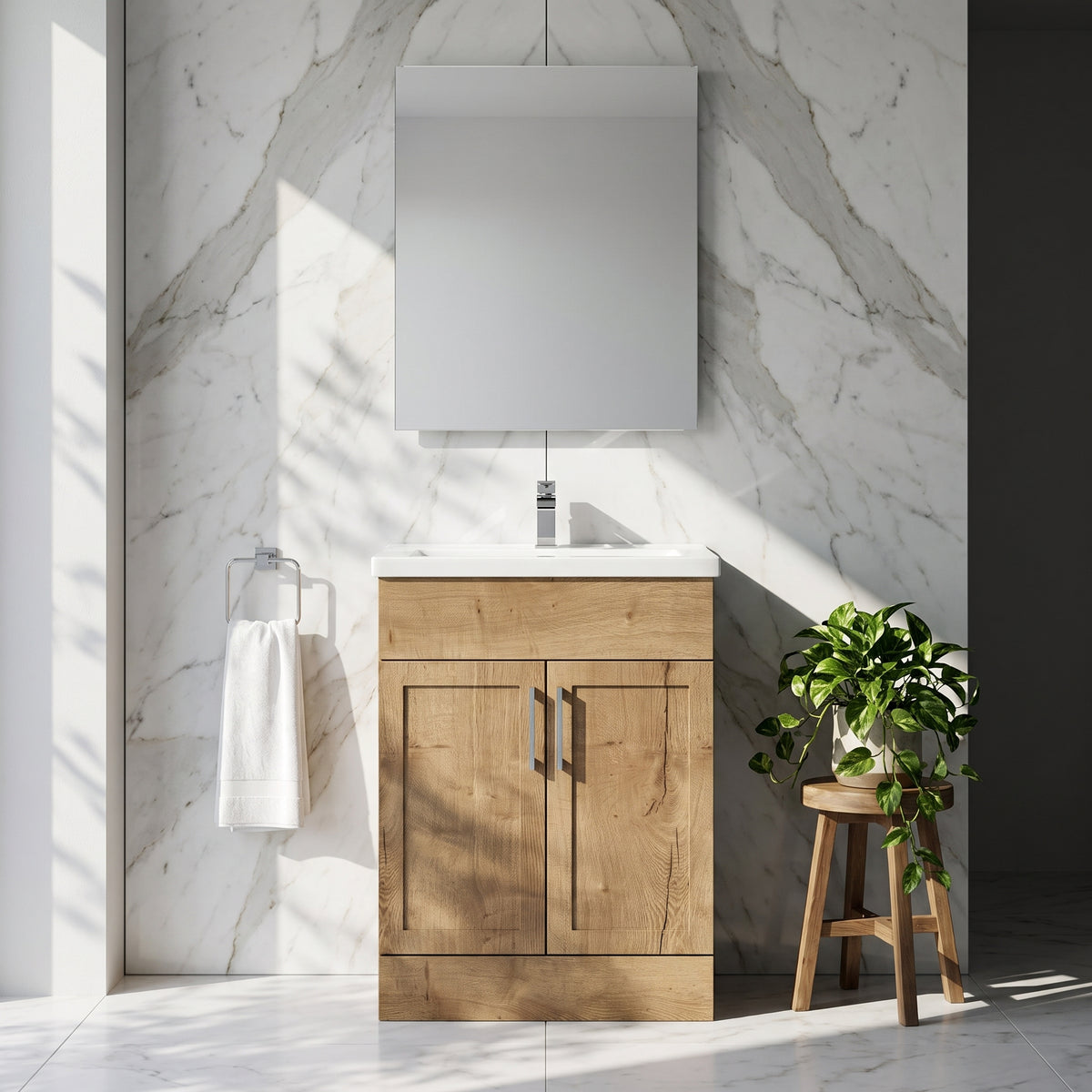 Fairford Union Style Shaker Dark Oak 600mm Full Depth Vanity Unit