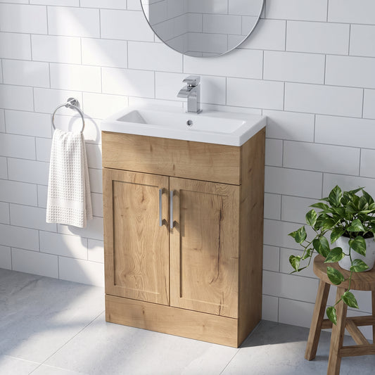 Fairford Union Style Shaker Dark Oak 600mm Slimline Vanity Unit
