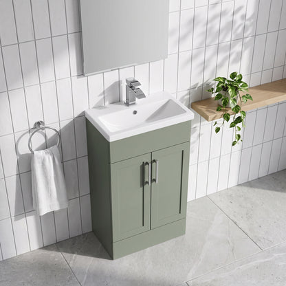 Fairford Union Style Shaker Matt Lux Green 500mm Slimline Vanity Unit