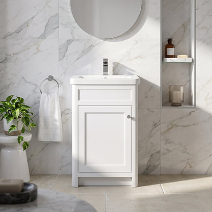 Fairford Union Style Shaker Matt White 500mm Full Depth Vanity Unit