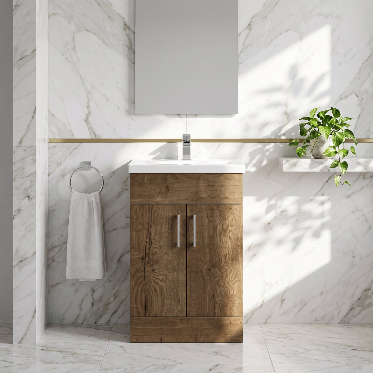 Fairford Union Style Slab Dark Oak 500mm Full Depth Vanity Unit