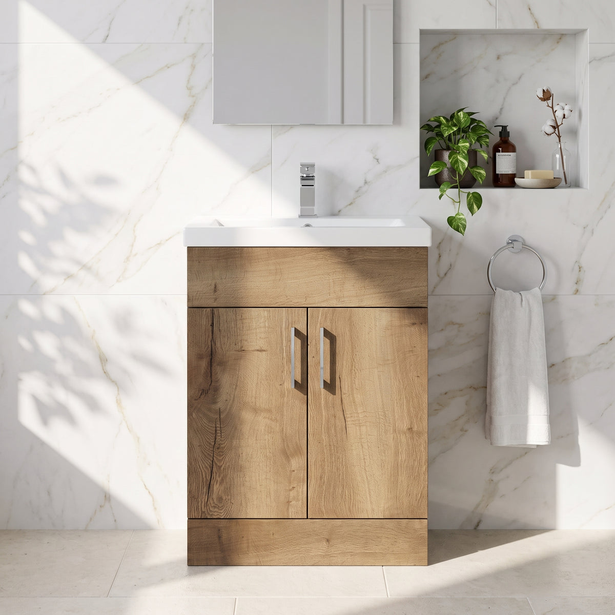 Fairford Union Style Slab Dark Oak 600mm Full Depth Vanity Unit