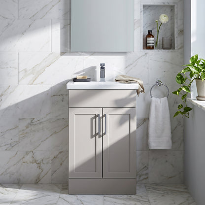 Fairford Union Style Shaker Matt Stone Grey 500mm Slimline Vanity Unit