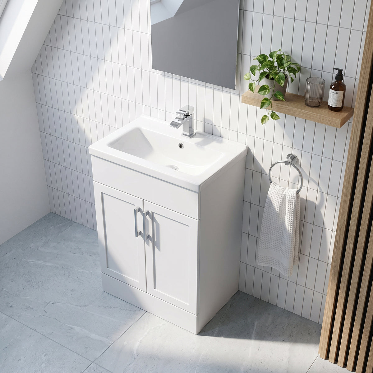 Fairford Union Style Shaker Matt White 600mm Full Depth Vanity Unit