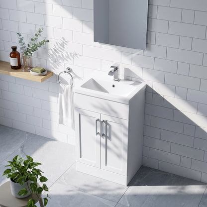 Fairford Union Style Shaker Matt White 500mm Slimline Vanity Unit