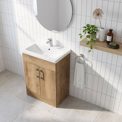 Fairford Union Style Slab Dark Oak 600mm Full Depth Vanity Unit