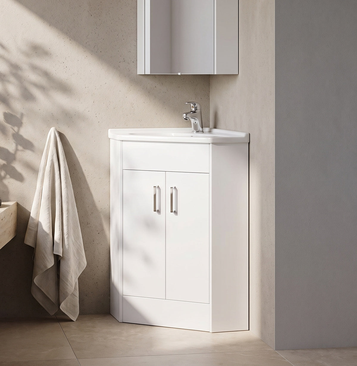 Fairford Arlo Gloss White 555mm 2 Door Corner Cabinet