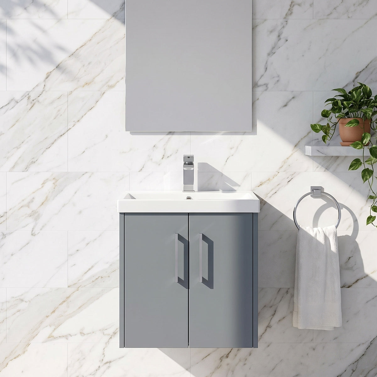 Fairford Anika 500mm Matt Grey 2 Door Wall Hung Vanity Unit