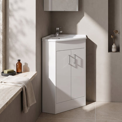Fairford Arlo Gloss White 555mm 2 Door Corner Cabinet