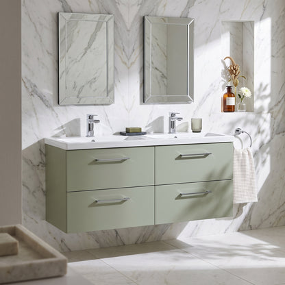 Fairford Aspri Satin Green 1200mm 4 Drawer Wall Hung Vanity Unit