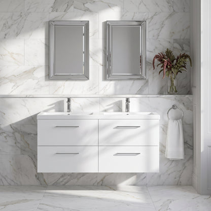 Fairford Aspri Gloss White 1200mm 4 Drawer Wall Hung Vanity Unit