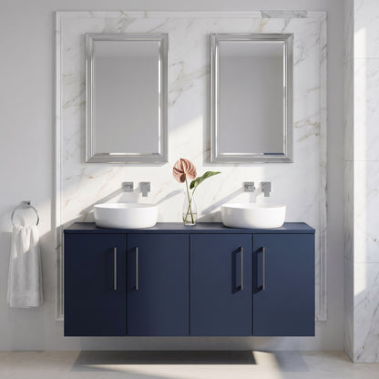 Fairford Aspri Midnight Blue 1200mm 4 Door Wall Hung Vanity Unit with Worktop