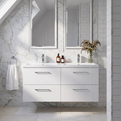 Fairford Aspri Gloss White 1200mm 4 Drawer Wall Hung Vanity Unit