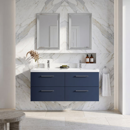 Fairford Aspri Midnight Blue 1200mm 4 Drawer Wall Hung Vanity Unit