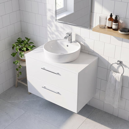 Fairford Aspri Gloss White 800mm 2 Drawer Wall Hung Vanity Unit with Worktop
