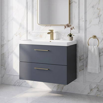 Fairford Aspri Soft Black 800mm 2 Drawer Wall Hung Vanity Unit