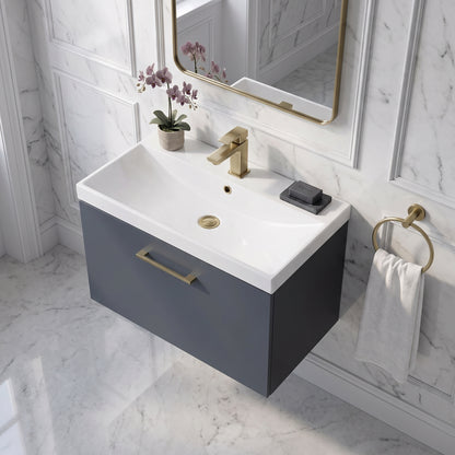 Fairford Aspri Soft Black 800mm 1 Drawer Wall Hung Vanity Unit