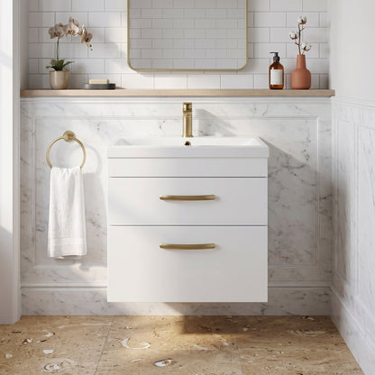 Fairford Carnation 600mm Gloss White Wall Hung 2 Drawer Vanity Unit
