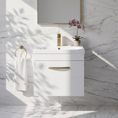 Fairford Carnation 500mm Gloss White Wall Hung 1 Drawer Vanity Unit