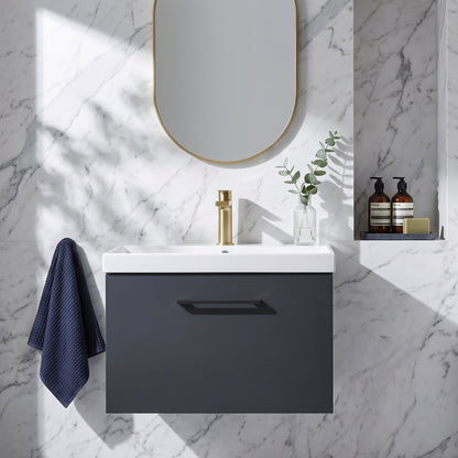 Fairford Aspri Soft Black 600mm 1 Drawer Wall Hung Vanity Unit